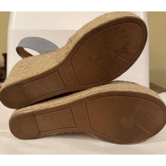 Marc Fisher Espadrilles Mandela Wedge Women’s 9.5 Ice Blue Leather Raffia Heel - Picture 10 of 10